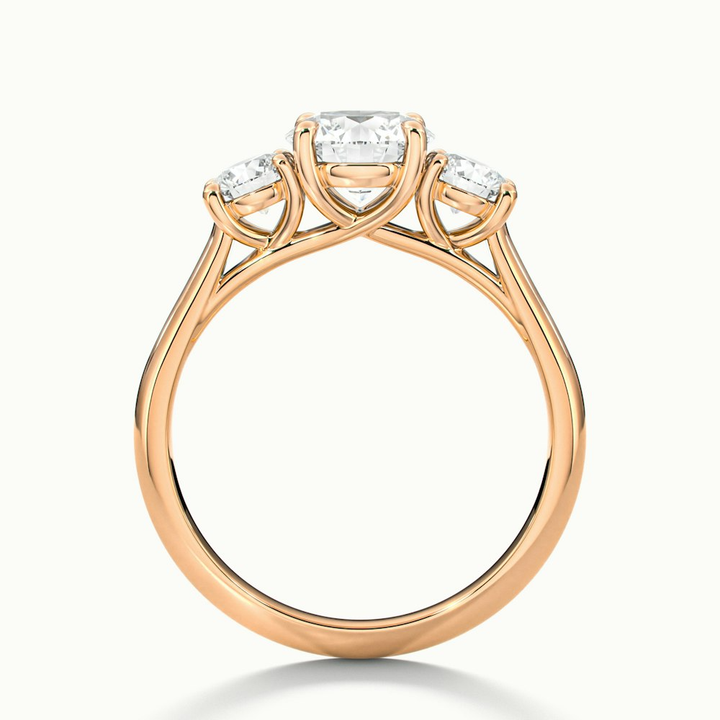 Olive 1.5 Carat Round 3 Stone Moissanite Diamond Ring in 18k Rose Gold