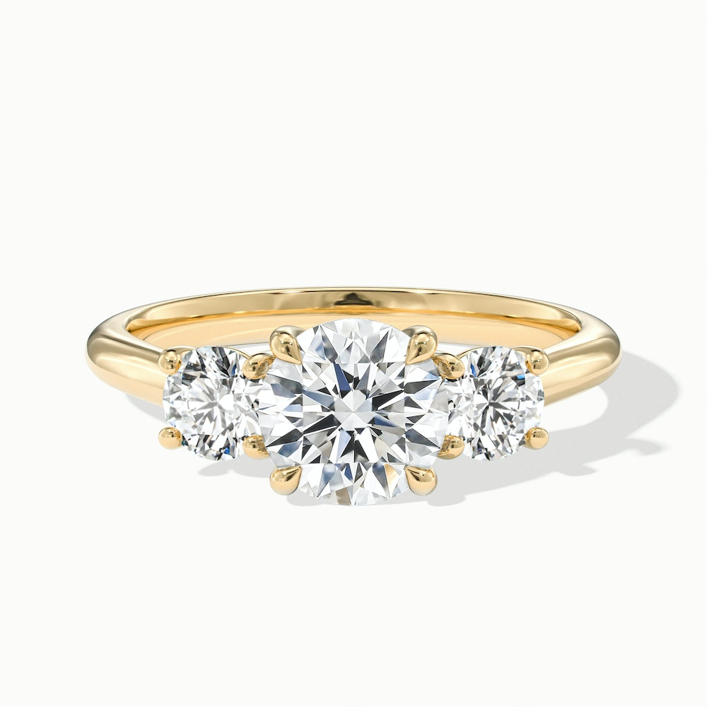 Lyra 4.5 Carat Round 3 Stone Lab Grown Engagement Ring in 18k Yellow Gold