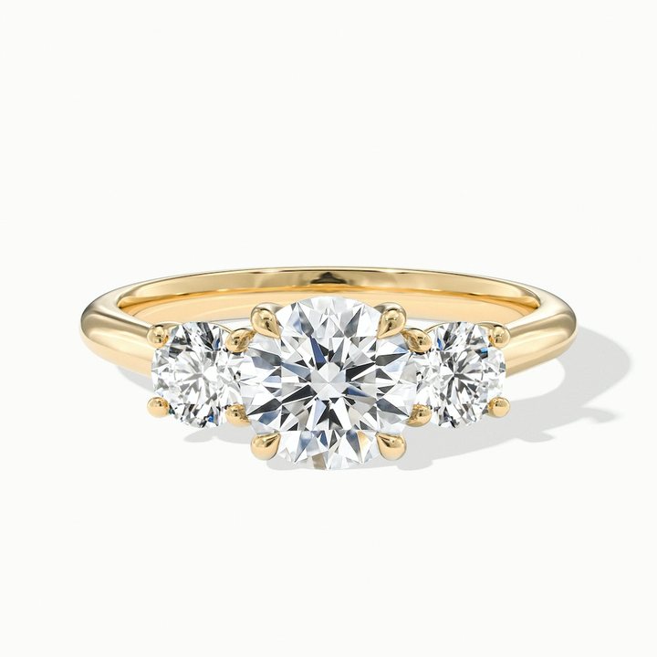 Lyra 4.5 Carat Round 3 Stone Lab Grown Engagement Ring in 18k Yellow Gold