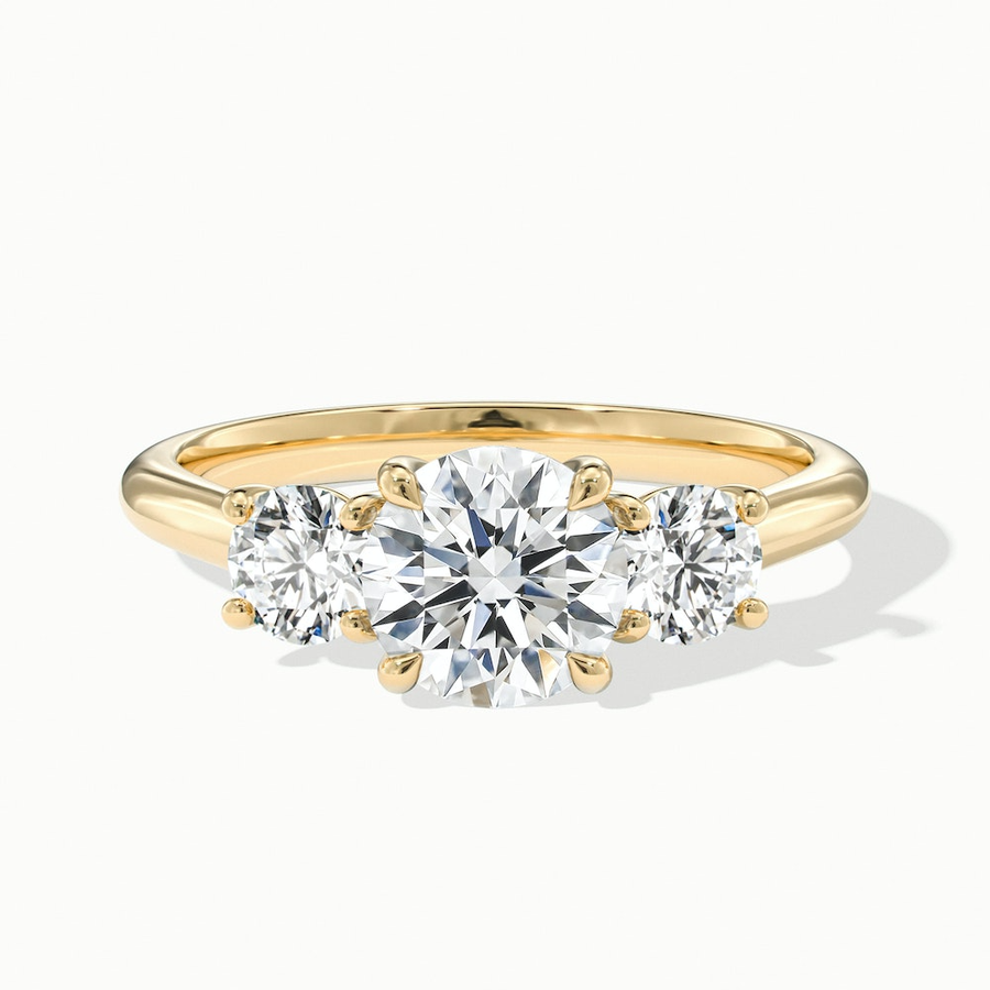 3 Carat Round 3 Stone Moissanite Diamond Ring