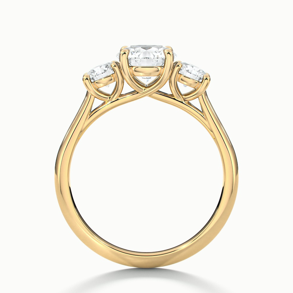 Lyra 2 Carat Round 3 Stone Lab Grown Engagement Ring in 10k Yellow Gold