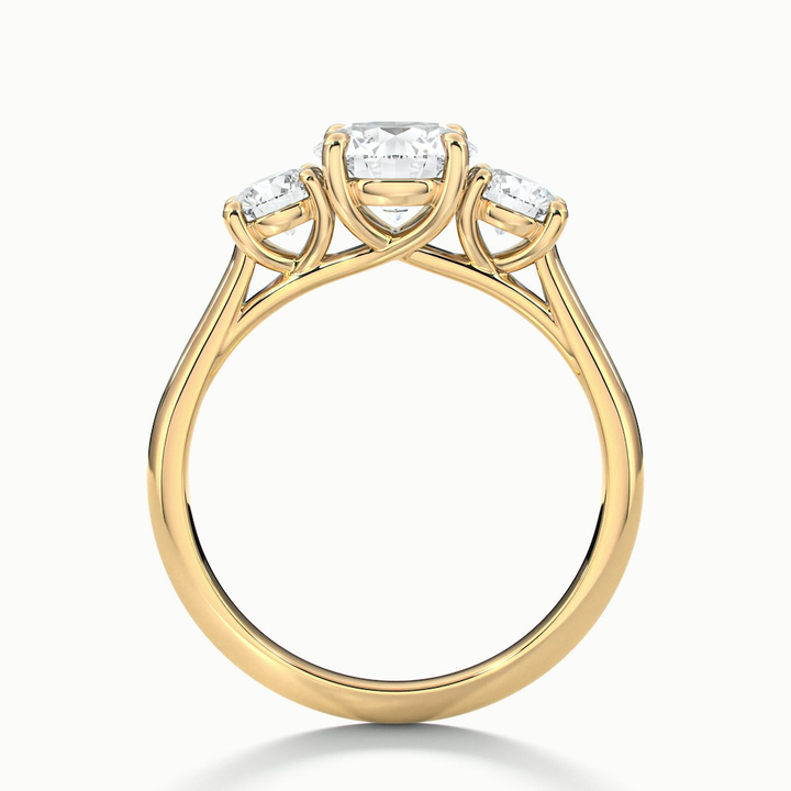 Lyra 1.5 Carat Round 3 Stone Lab Grown Engagement Ring in 18k Yellow Gold
