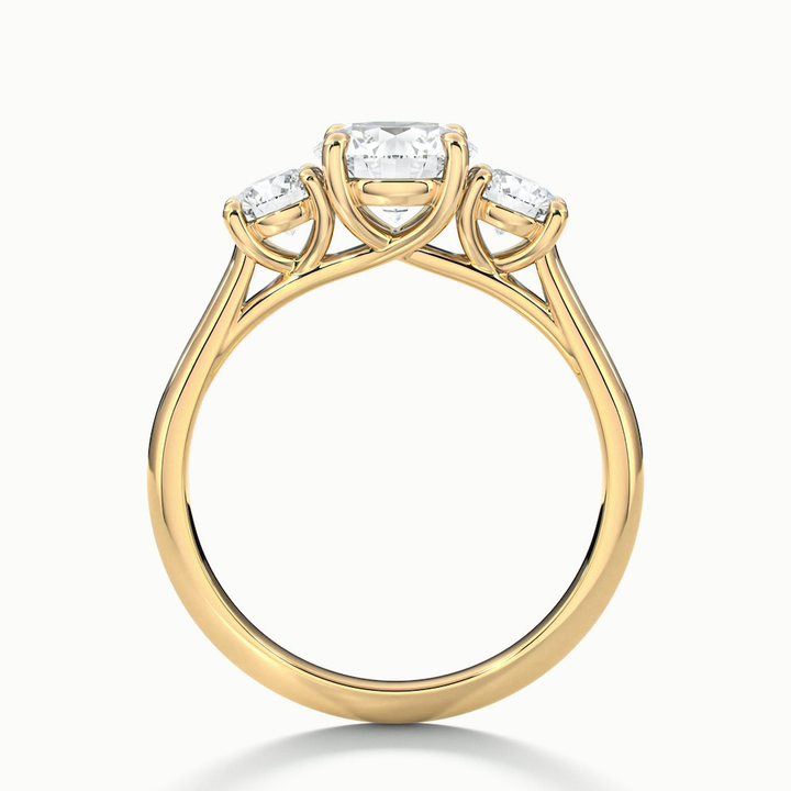 Lyra 4 Carat Round 3 Stone Lab Grown Engagement Ring in 10k Yellow Gold