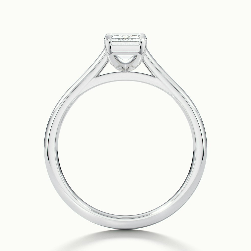 Lea 5 Carat Emerald Cut Solitaire Moissanite Diamond Ring in 10k White Gold