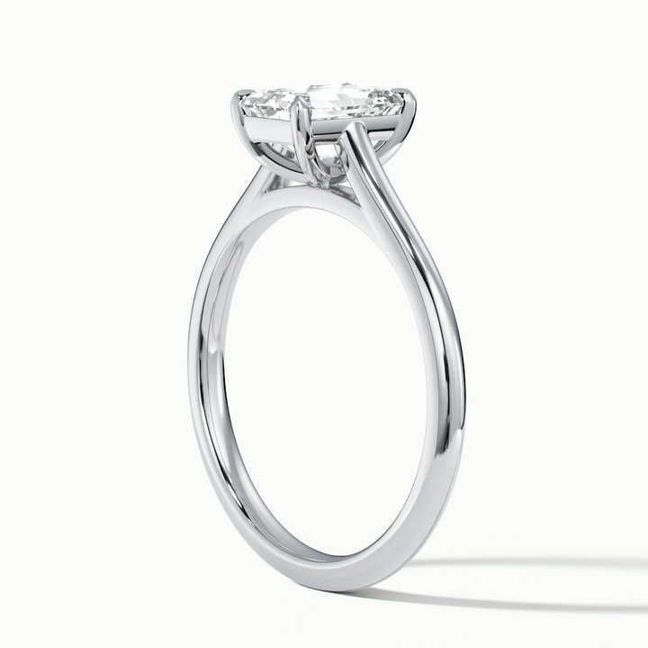 Mary 3 Carat Emerald Cut Solitaire Lab Grown Engagement Ring in 14k White Gold