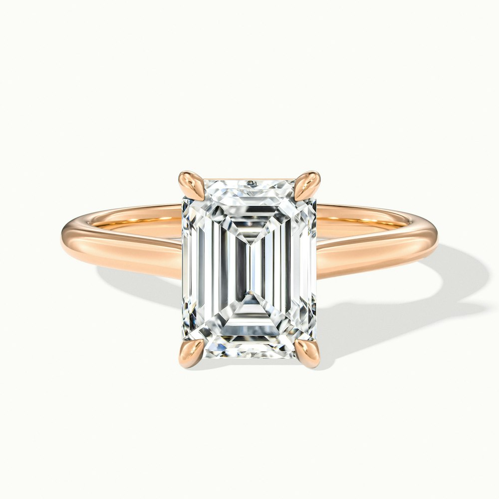 Mary 4 Carat Emerald Cut Solitaire Lab Grown Engagement Ring in 14k Rose Gold