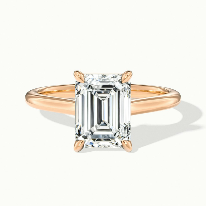Lea 1.5 Carat Emerald Cut Solitaire Moissanite Diamond Ring in 10k Rose Gold