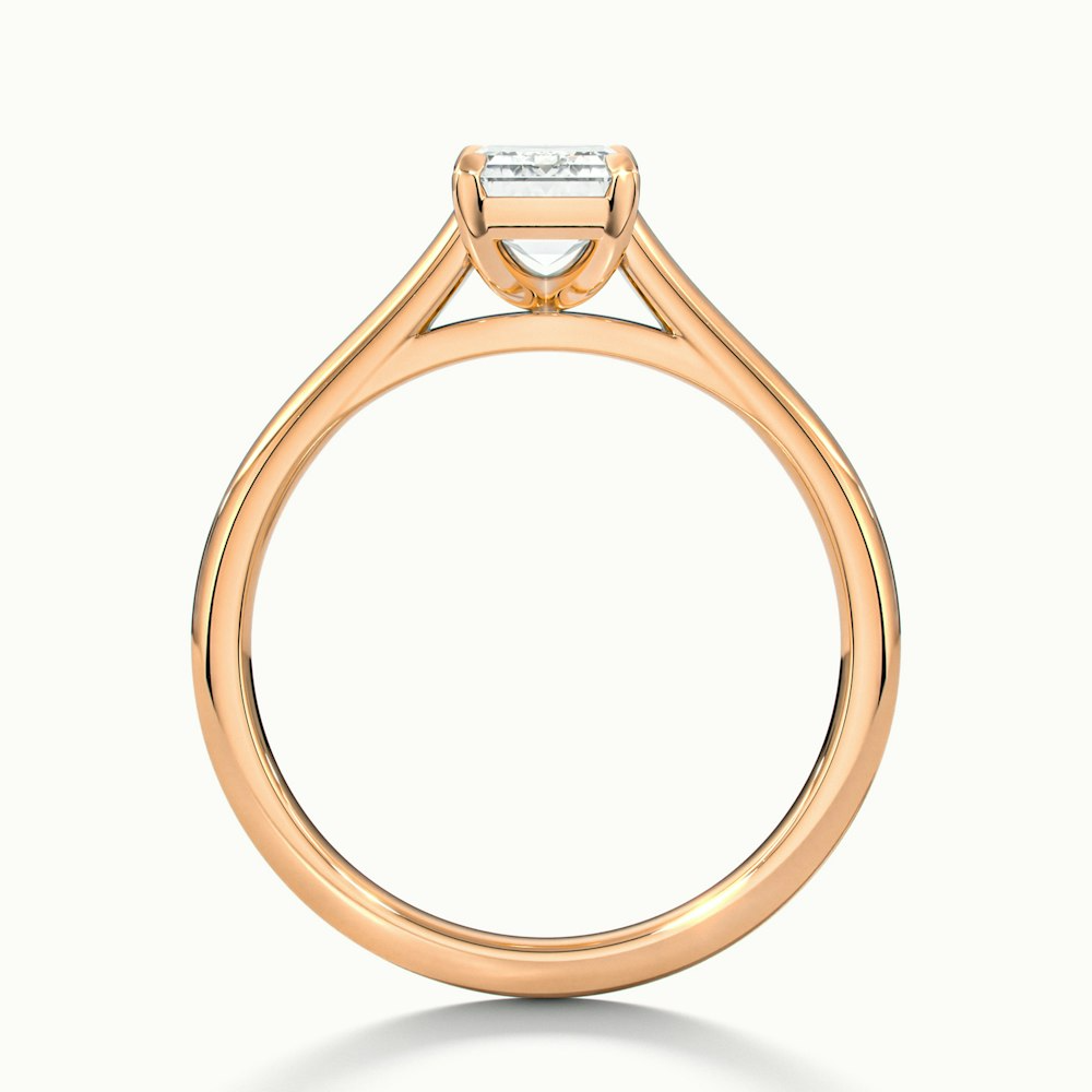 Lea 3 Carat Emerald Cut Solitaire Moissanite Diamond Ring in 18k Rose Gold