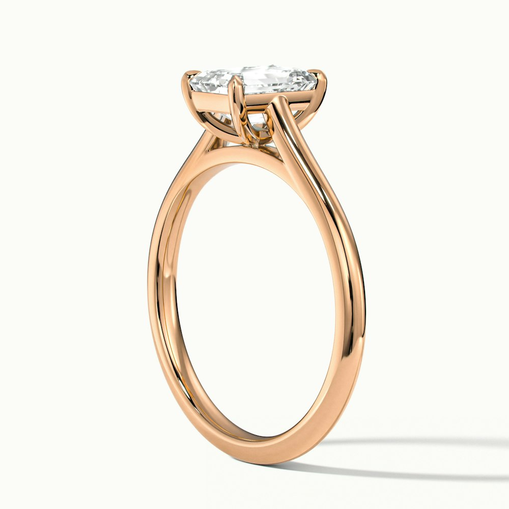 Lea 3.5 Carat Emerald Cut Solitaire Moissanite Diamond Ring in 10k Rose Gold