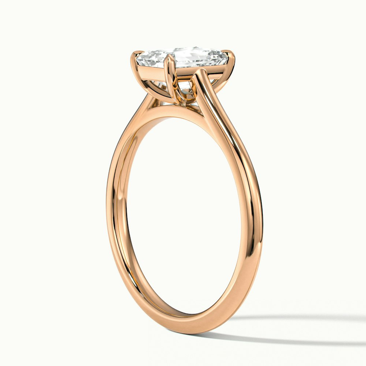 Mary 2.5 Carat Emerald Cut Solitaire Lab Grown Engagement Ring in 14k Rose Gold