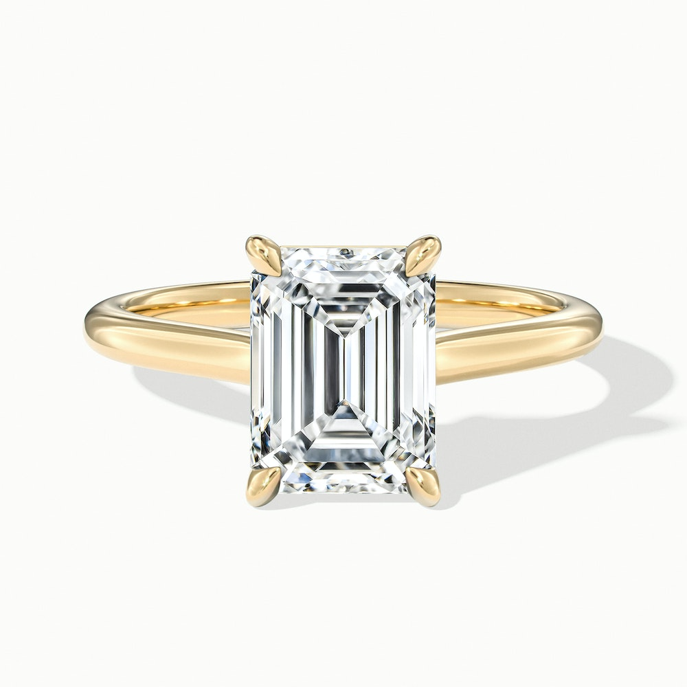 Lea 1 Carat Emerald Cut Solitaire Moissanite Diamond Ring in 14k Yellow Gold