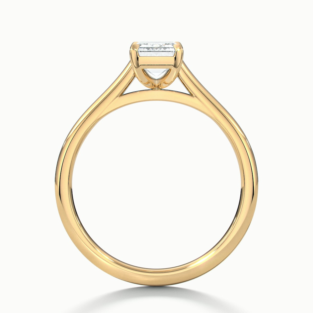 Lea 4 Carat Emerald Cut Solitaire Moissanite Diamond Ring in 10k Yellow Gold