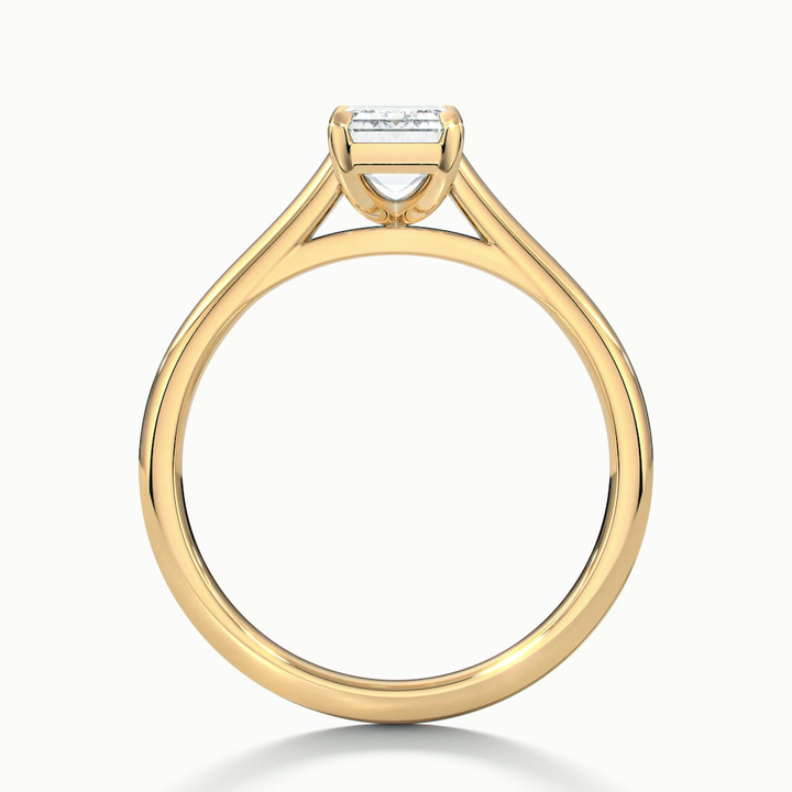Lea 2.5 Carat Emerald Cut Solitaire Moissanite Diamond Ring in 10k Yellow Gold