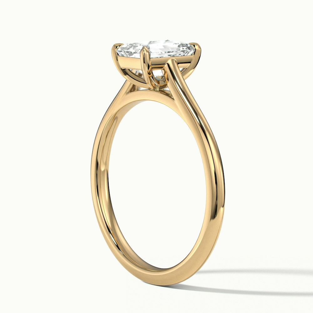 Lea 3 Carat Emerald Cut Solitaire Moissanite Diamond Ring in 14k Yellow Gold