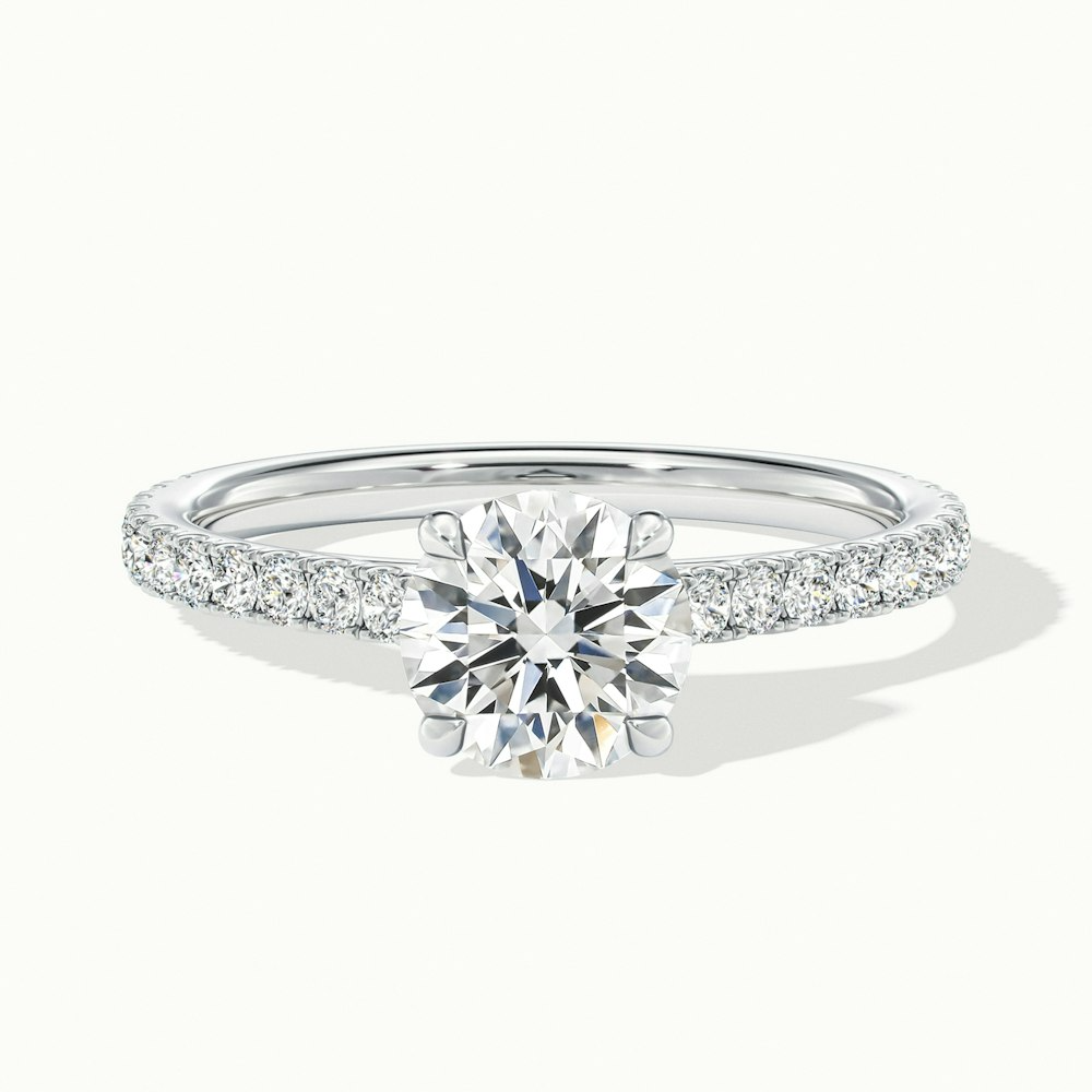 Sarah 1 Carat Round Solitaire Scallop Moissanite Diamond Ring in Platinum
