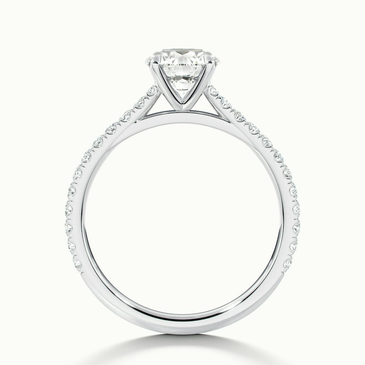 Sarah 2 Carat Round Solitaire Scallop Moissanite Diamond Ring in 18k White Gold
