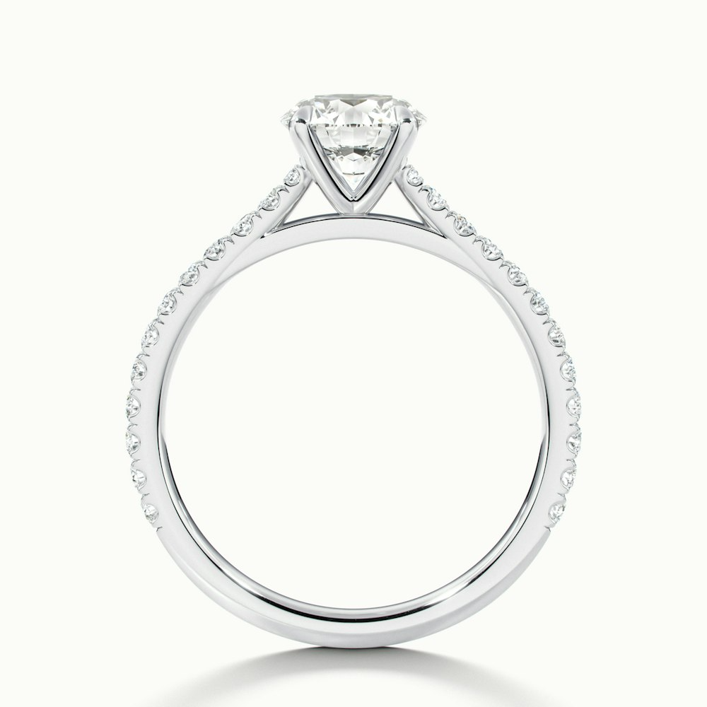 Sarah 1 Carat Round Solitaire Scallop Moissanite Diamond Ring in Platinum