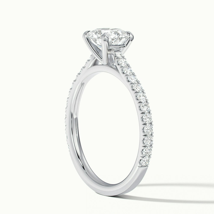 Sarah 2 Carat Round Solitaire Scallop Moissanite Diamond Ring in 18k White Gold