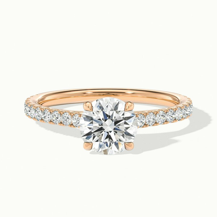 Zola 3 Carat Round Solitaire Scallop Lab Grown Engagement Ring in 14k Rose Gold