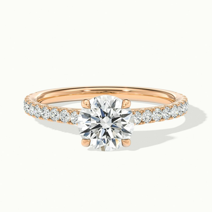 Sarah 2.5 Carat Round Solitaire Scallop Moissanite Diamond Ring in 18k Rose Gold