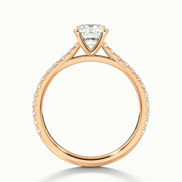 Sarah 3 Carat Round Solitaire Scallop Moissanite Diamond Ring in 18k Rose Gold