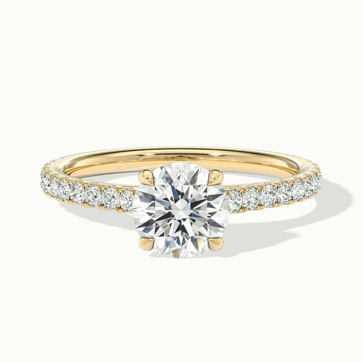 Sarah 3 Carat Round Solitaire Scallop Moissanite Diamond Ring in 14k Yellow Gold