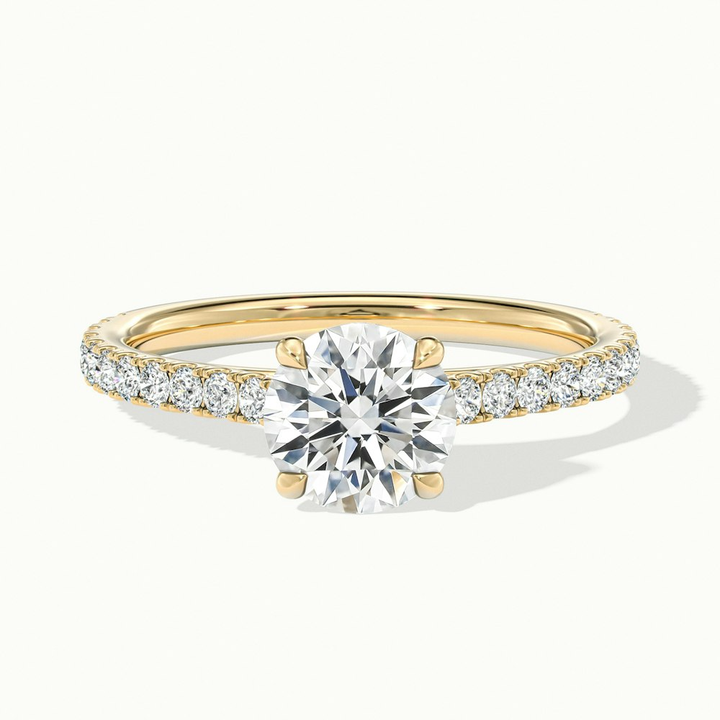 Sarah 1.5 Carat Round Solitaire Scallop Moissanite Diamond Ring in 18k Yellow Gold