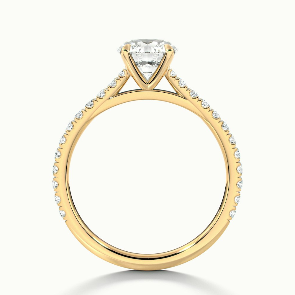 Sarah 1.5 Carat Round Solitaire Scallop Moissanite Diamond Ring in 14k Yellow Gold