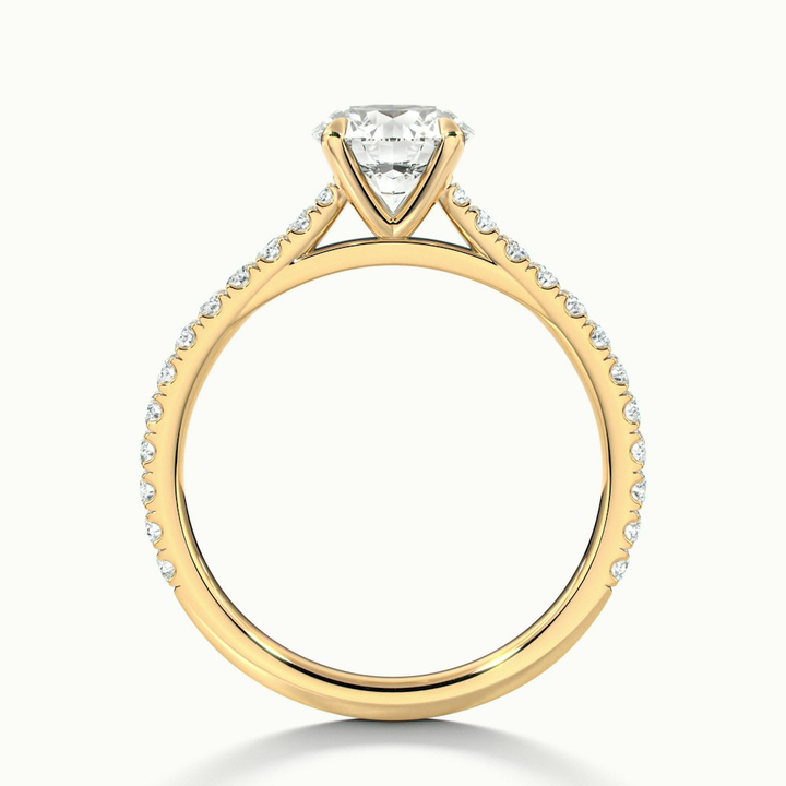 Sarah 5 Carat Round Solitaire Scallop Moissanite Diamond Ring in 14k Yellow Gold