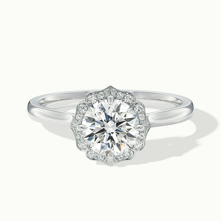 Nyla 1.5 Carat Round Halo Lab Grown Engagement Ring in 18k White Gold