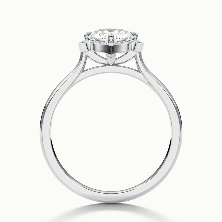 Ruby 1.5 Carat Round Halo Moissanite Diamond Ring in 10k White Gold