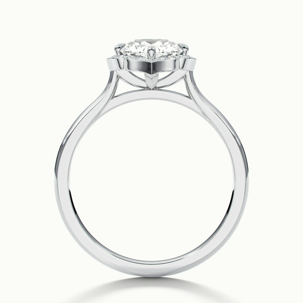 Ruth 10 Carat Round Halo Moissanite Engagement Ring in 18k White Gold