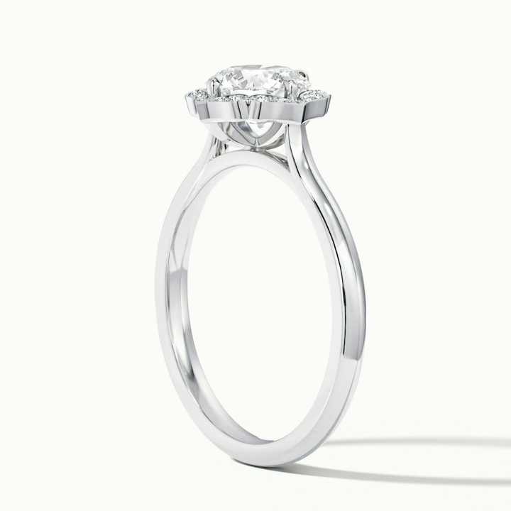 Ruth 9 Carat Round Halo Moissanite Engagement Ring in 14k White Gold