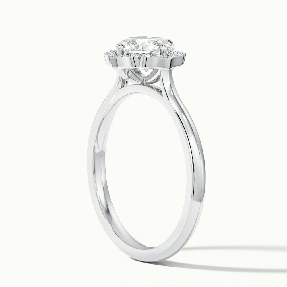 Ruth 7 Carat Round Halo Moissanite Engagement Ring in 18k White Gold