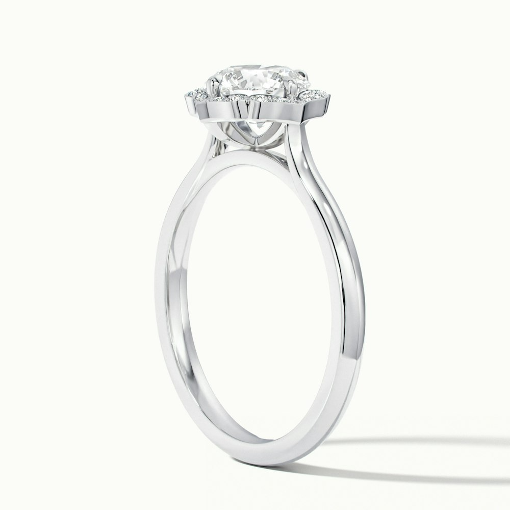 Ruby 2 Carat Round Halo Moissanite Diamond Ring in 10k White Gold