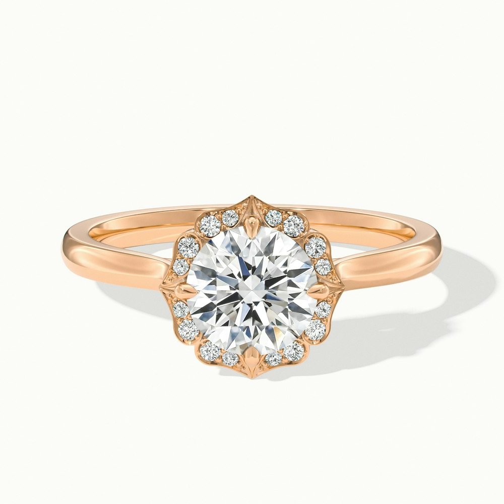 Ruth 10 Carat Round Halo Moissanite Engagement Ring in 18k Rose Gold