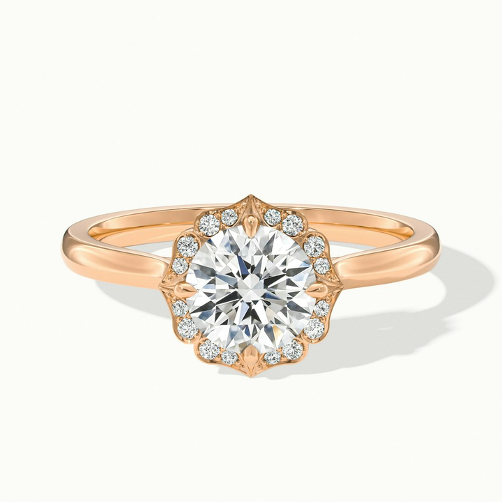 Ruby 1.5 Carat Round Halo Moissanite Diamond Ring in 14k Rose Gold