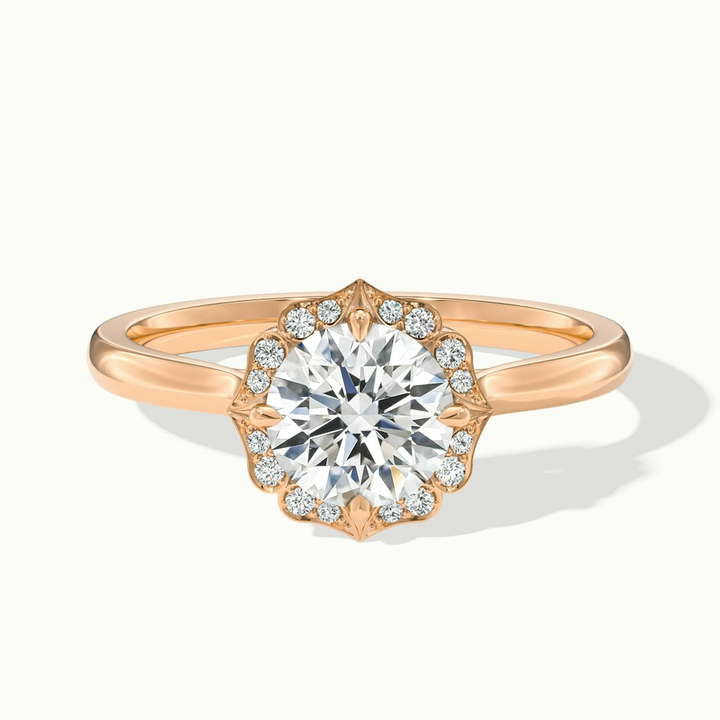 Ruth 6 Carat Round Halo Moissanite Engagement Ring in 14k Rose Gold