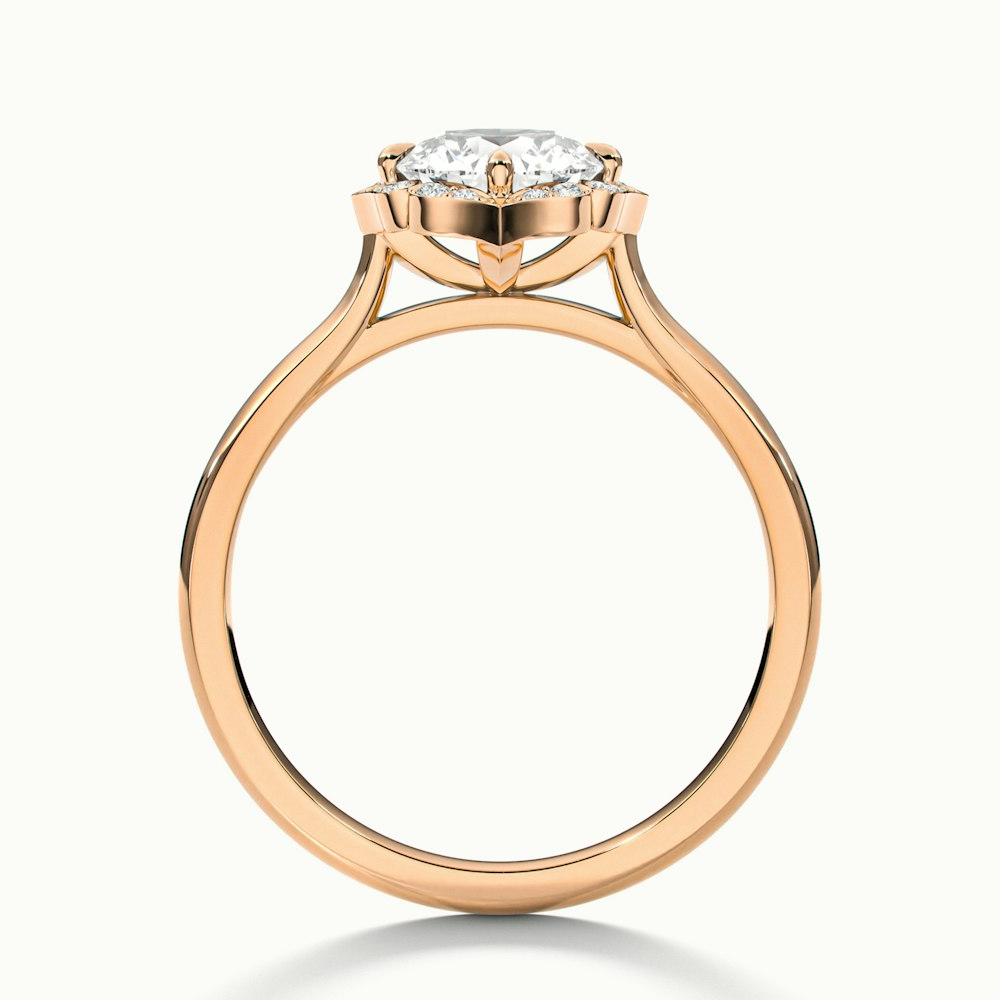 Ruby 3 Carat Round Halo Moissanite Diamond Ring in 14k Rose Gold
