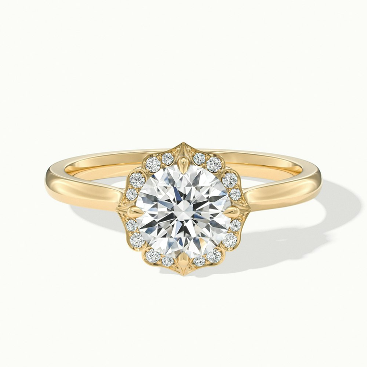 Ruth 8 Carat Round Halo Moissanite Engagement Ring in 10k Yellow Gold