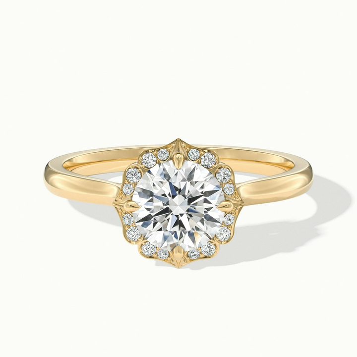 Nyla 2 Carat Round Halo Lab Grown Engagement Ring in 10k Yellow Gold
