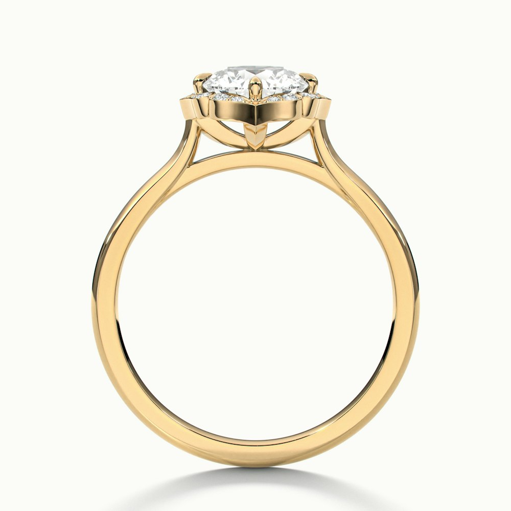 Ruby 1.5 Carat Round Halo Moissanite Diamond Ring in 14k Yellow Gold