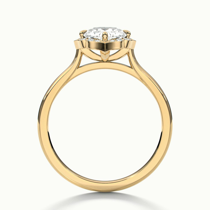 Ruby 1.5 Carat Round Halo Moissanite Diamond Ring in 18k Yellow Gold
