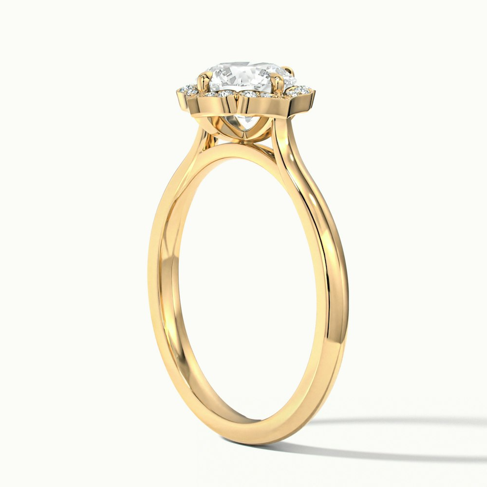 Nyla 2 Carat Round Halo Lab Grown Engagement Ring in 10k Yellow Gold
