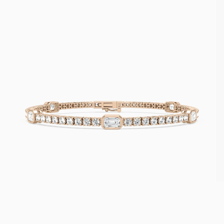 Ivory Emerald And Round Cut Lab Grown Diamond Tennis Bracelet