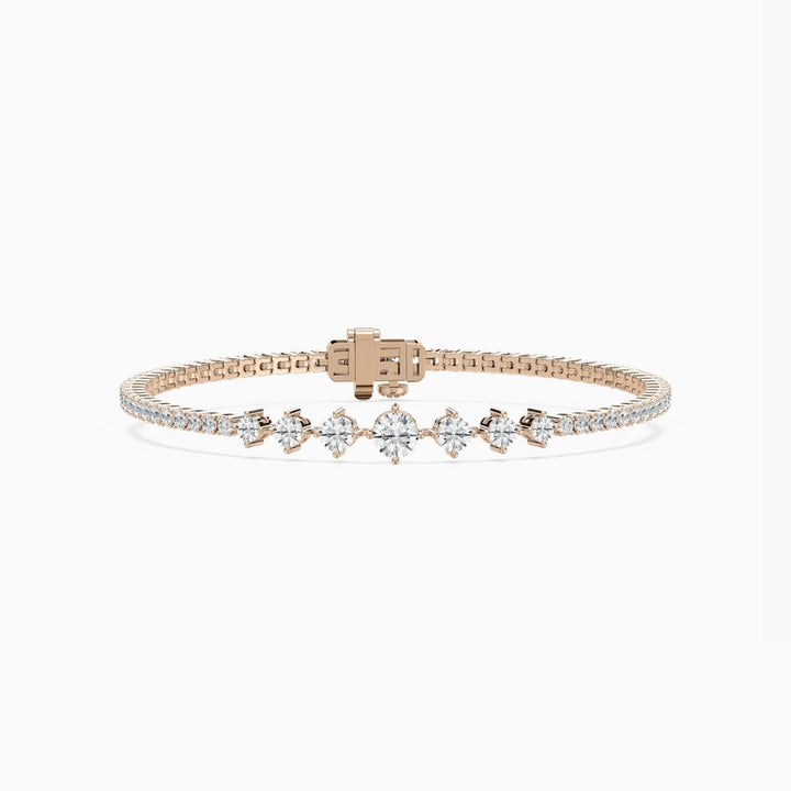 Daisy Round Cut Lab Grown Diamond Intricate Tennis Bracelet