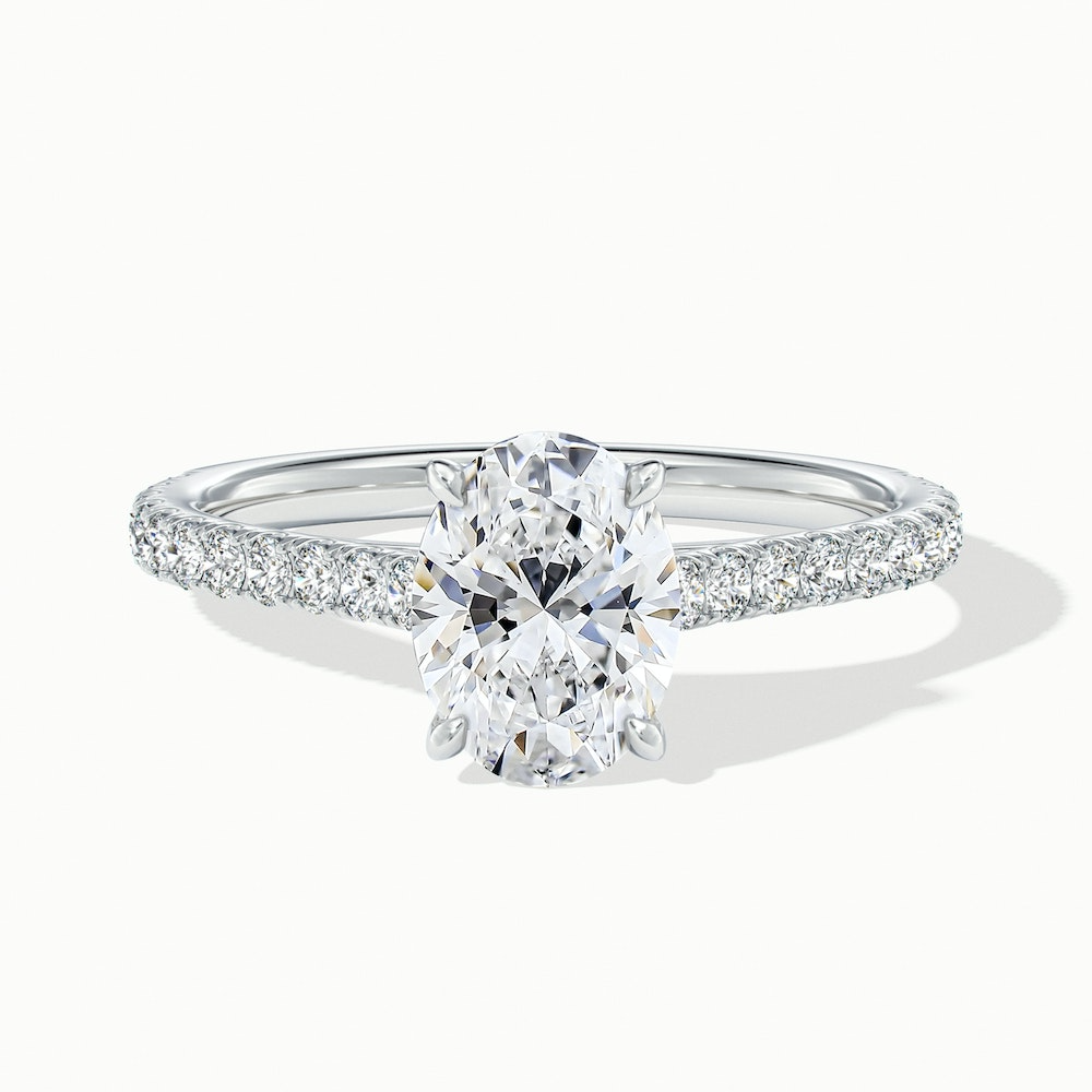 Diana 5.5 Carat Oval Solitaire Scallop Moissanite Diamond Ring in Platinum