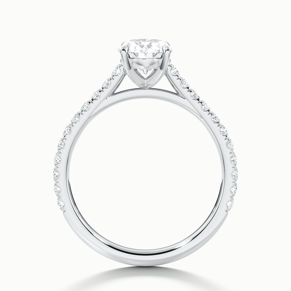 Zoe 4 Carat Oval Solitaire Scallop Lab Grown Engagement Ring in 10k White Gold