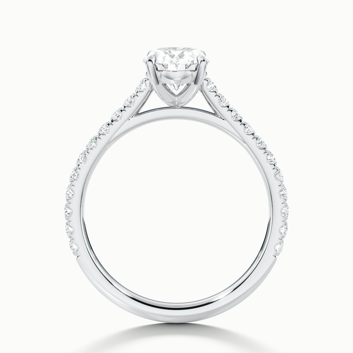 Zoe 3.5 Carat Oval Solitaire Scallop Lab Grown Engagement Ring in 10k White Gold