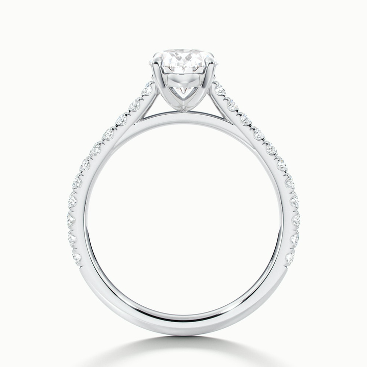 Zoe 2 Carat Oval Solitaire Scallop Lab Grown Engagement Ring in 18k White Gold